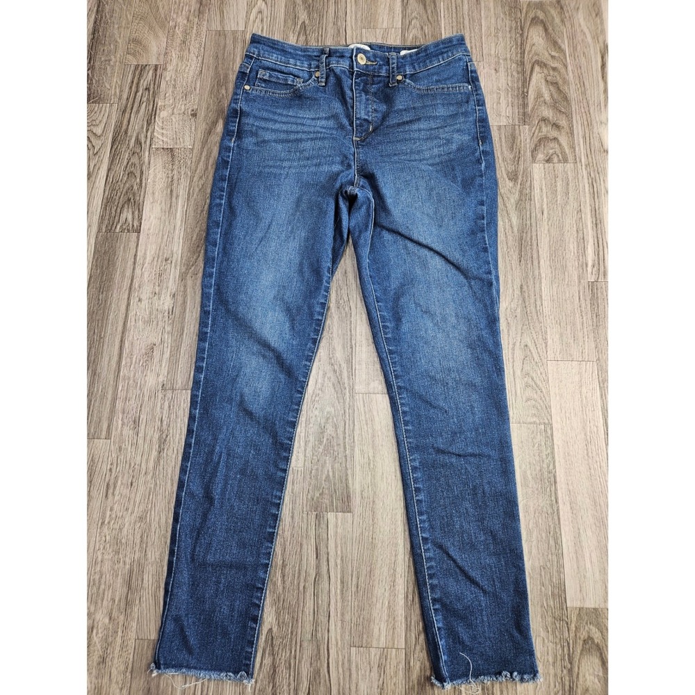 Sofia Jeans Skinny Ankle Womens 8 Blue Raw Hem Mid Rise Stretch Denim